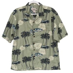 Summa | Men's‎ Large | Linen Tropical Button Up Shirt Palm Trees Hawaiian Aloha